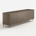Buffet Lyra en bois courbé laqué platine, design exclusif, fabriqué en Italie. Viadurini