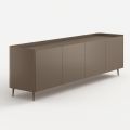 Buffet Lyra en bois courbé laqué platine, design exclusif, fabriqué en Italie.