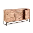 Buffet en Bois d'Acacia et Acier 2 Portes et 3 Tiroirs Homemotion - Aimune Viadurini
