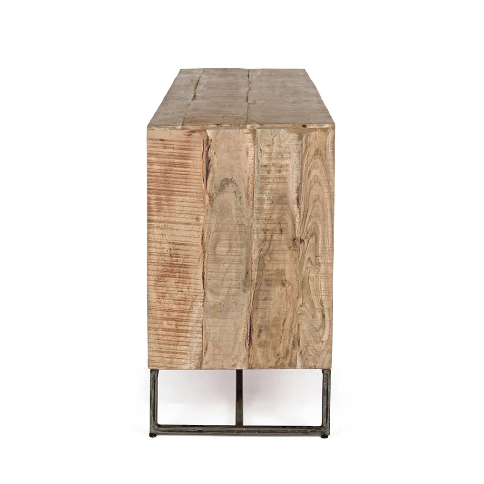 Buffet en Bois d'Acacia et Acier 2 Portes et 3 Tiroirs Homemotion - Aimune Viadurini