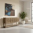 Buffet en pin massif avec finition patinée antique et 6 portes - Airasca Viadurini