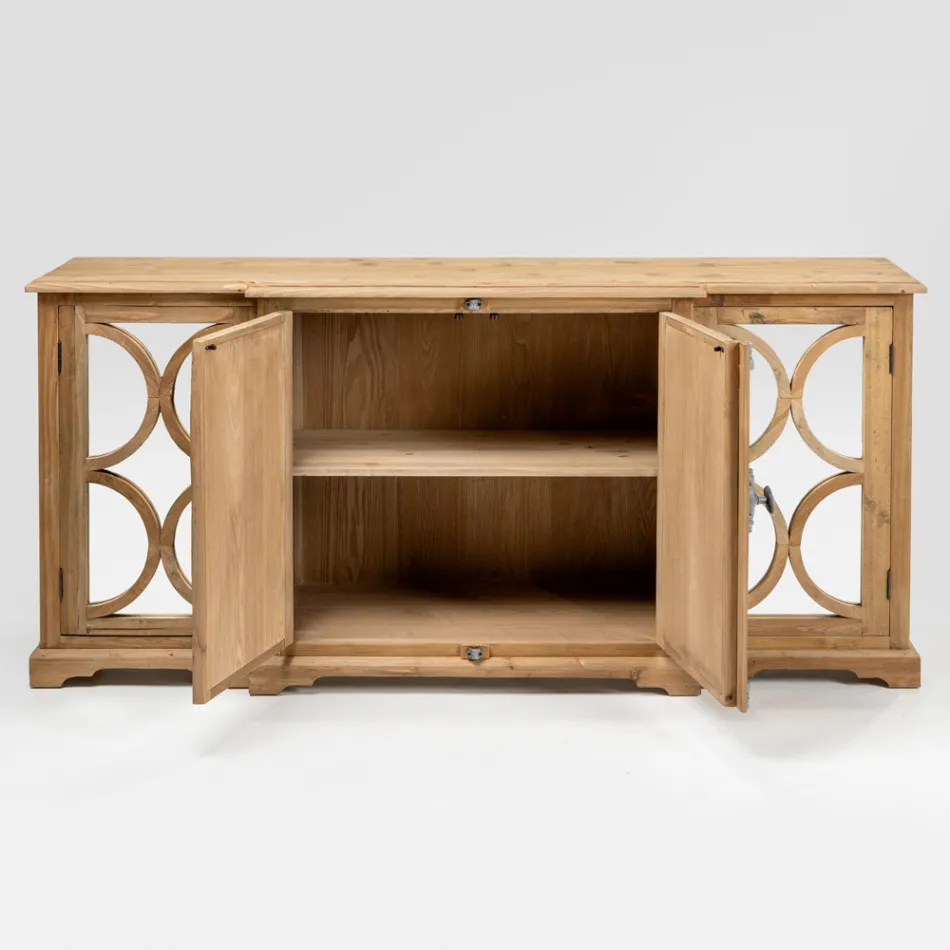 Buffet en pin naturel vieilli avec portes miroir - Agnone Viadurini