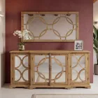 Buffet en pin naturel vieilli avec portes miroir - Agnone Viadurini