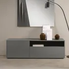 Buffet Miral sur pied en mélamine, au design linéaire, fabriqué en Italie Viadurini