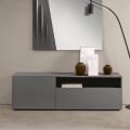 Buffet Miral sur pied en mélamine, au design linéaire, fabriqué en Italie