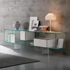 Buffet en verre à trois tiroirs, design élégant, fabriqué en Italie - Senera Viadurini