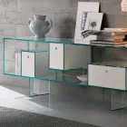 Buffet en verre à trois tiroirs, design élégant, fabriqué en Italie - Senera Viadurini