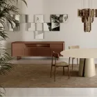 Buffet en verre laqué avec cadre en bois massif, fabriqué en Italie - Lutea Viadurini