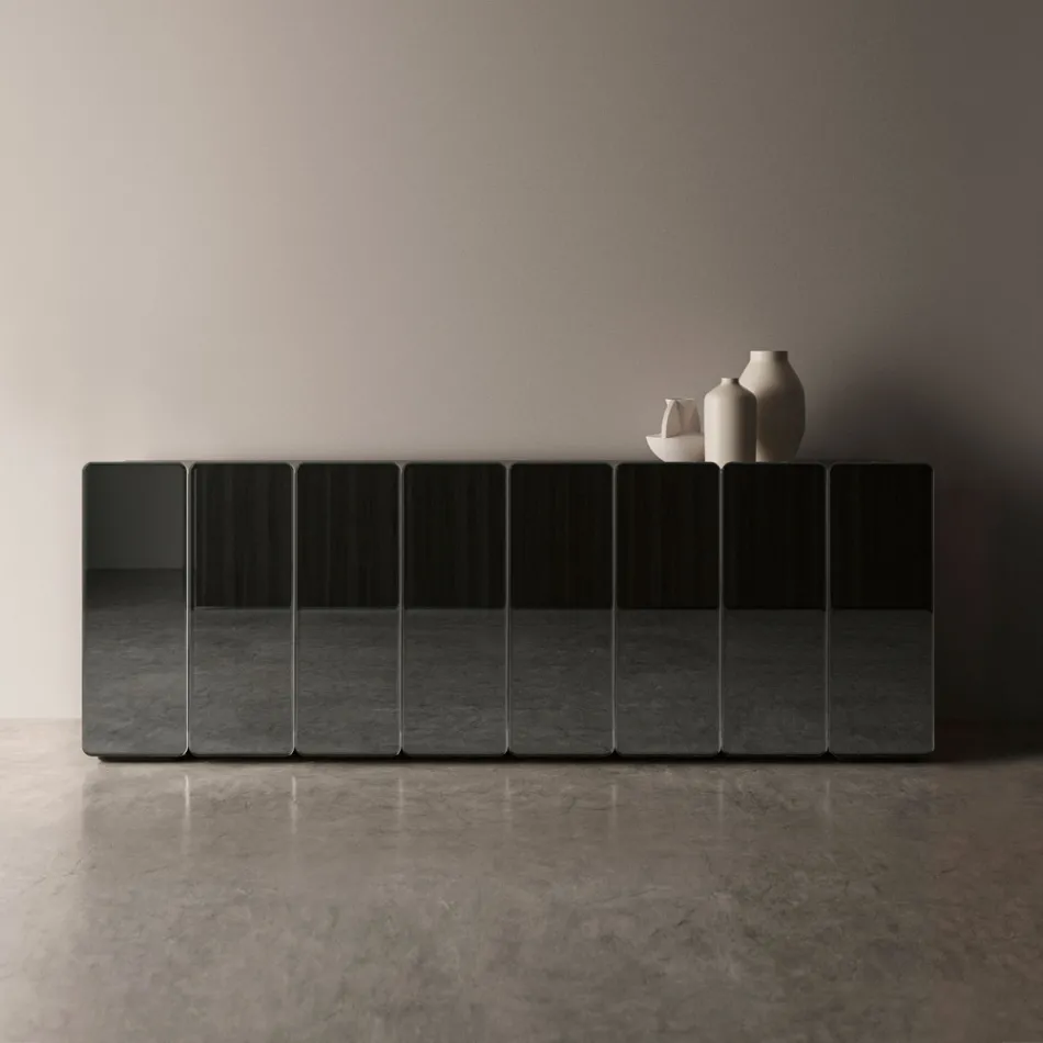 Buffet moderne en bois miroir au design élégant, fabriqué en Italie - Ester Viadurini