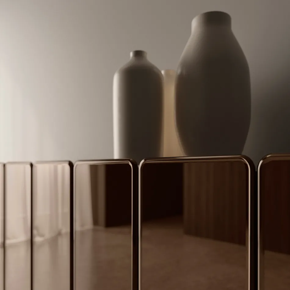 Buffet moderne en bois miroir au design élégant, fabriqué en Italie - Ester Viadurini