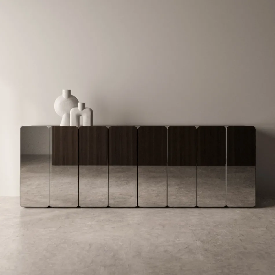Buffet moderne en bois miroir au design élégant, fabriqué en Italie - Ester Viadurini