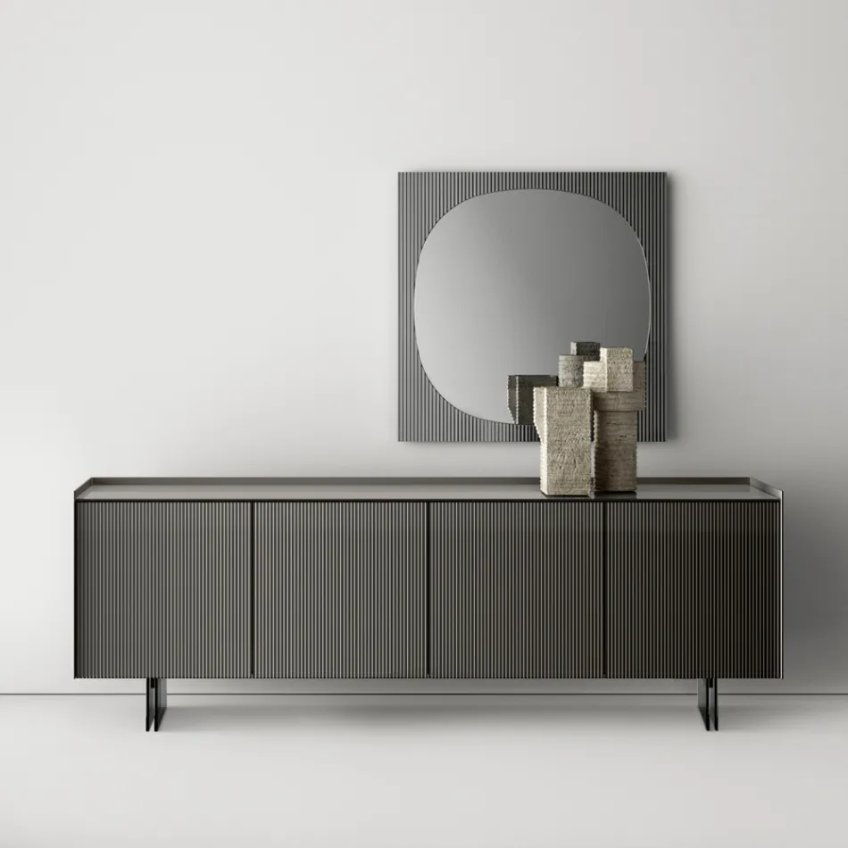 Buffet moderne à portes battantes en verre laqué, fabriqué en Italie - Lutea Viadurini