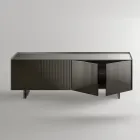 Buffet moderne à portes battantes en verre laqué, fabriqué en Italie - Lutea Viadurini