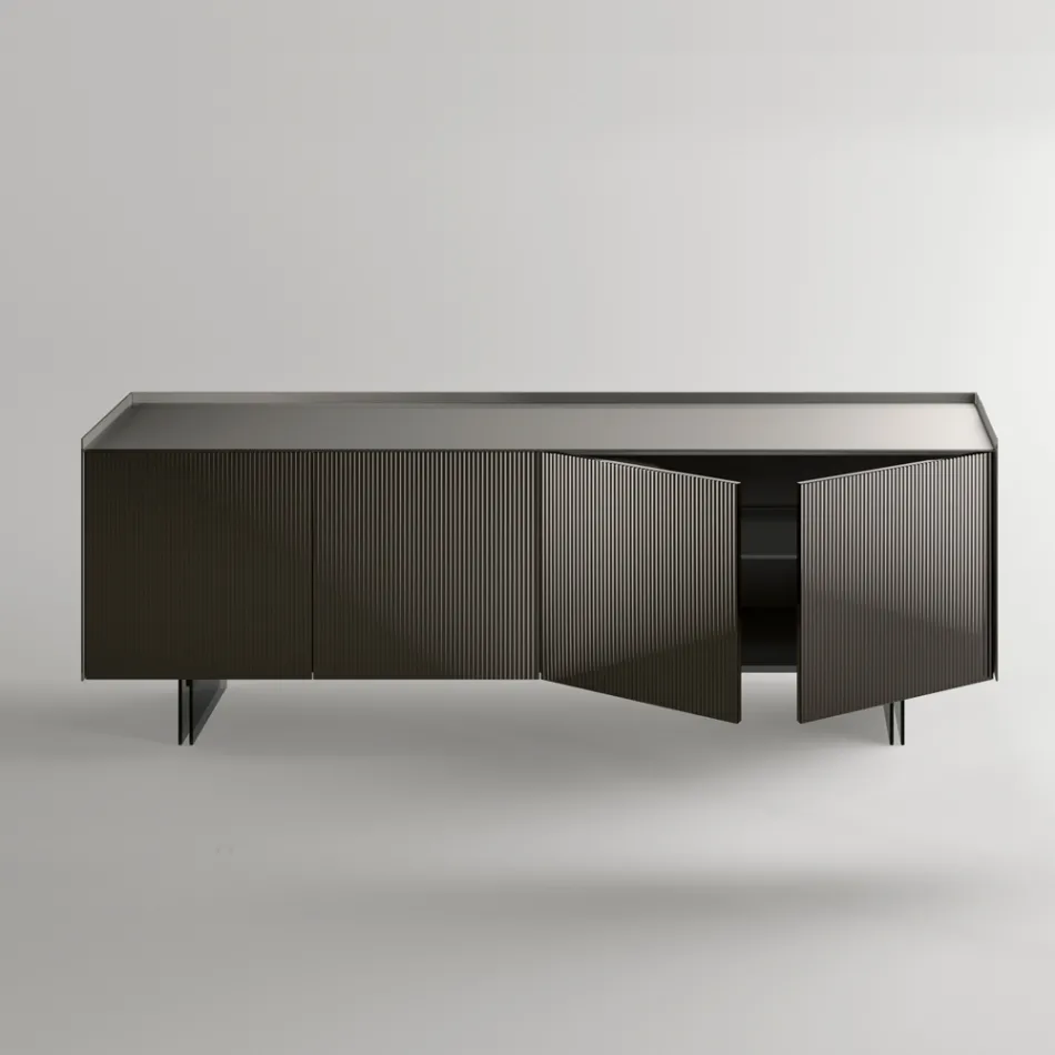 Buffet moderne à portes battantes en verre laqué, fabriqué en Italie - Lutea Viadurini