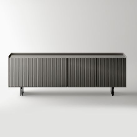 Buffet moderne à portes battantes en verre laqué, fabriqué en Italie - Lutea Viadurini
