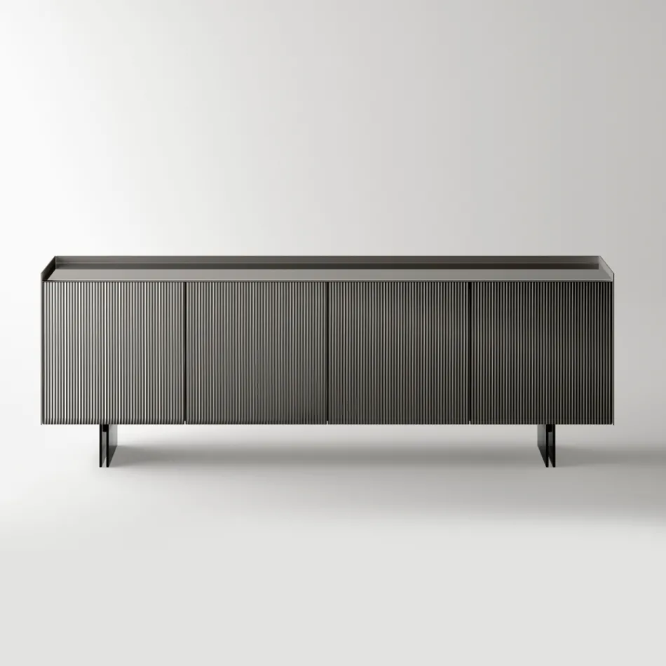 Buffet moderne à portes battantes en verre laqué, fabriqué en Italie - Lutea Viadurini