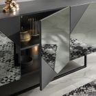 Buffet moderne avec portes en Mdf recouvertes de miroir Made in Italy - Morgana Viadurini
