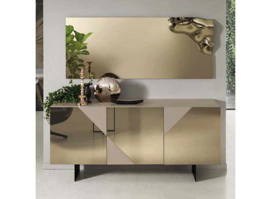 Buffet moderne avec portes en Mdf recouvertes de miroir Made in Italy - Morgana Viadurini