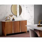 Buffet moderne en bois avec dessus et porte en marbre Gres Made in Italy - Wonka Viadurini