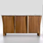 Buffet moderne en bois avec dessus et porte en marbre Gres Made in Italy - Wonka Viadurini