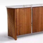 Buffet moderne en bois avec dessus et porte en marbre Gres Made in Italy - Wonka Viadurini