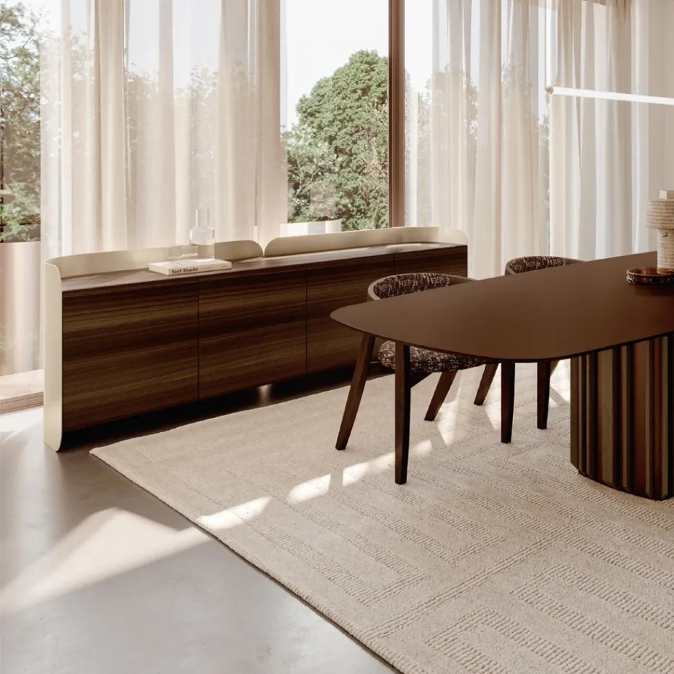 Buffet moderne en bois et métal courbé, fabriqué en Italie - Rugiada Viadurini