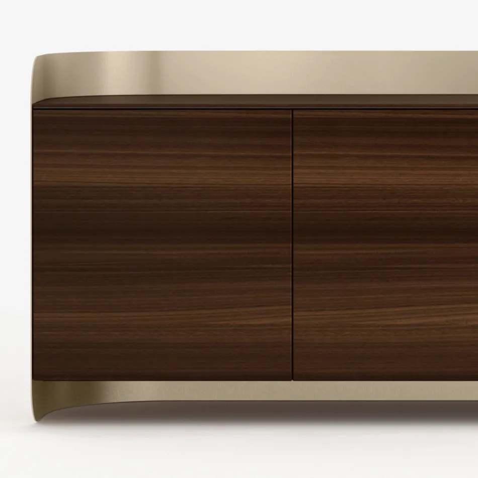 Buffet moderne en bois et métal courbé, fabriqué en Italie - Rugiada Viadurini