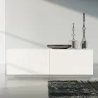 Buffet de salon en Mdf laqué blanc avec bas-relief Made in Italy - Acqua Viadurini