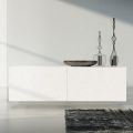 Buffet de salon en Mdf laqué blanc avec bas-relief Made in Italy - Acqua