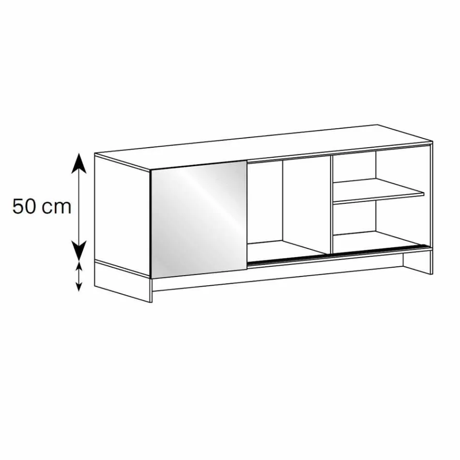 Buffet de salon en verre fumé avec porte miroir en bronze Made in Italy - Silly Viadurini