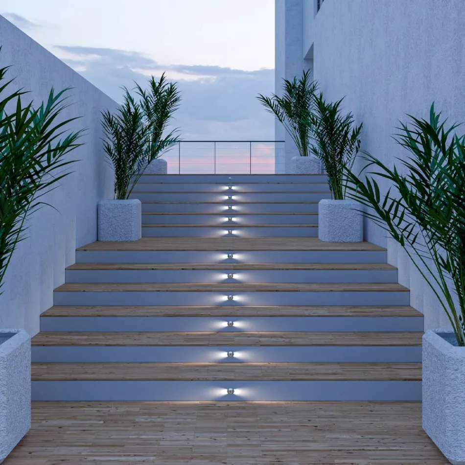 Spot LED Encastré Extérieur Marker en Acier Inoxydable 4 Pièces - Rhombus Viadurini