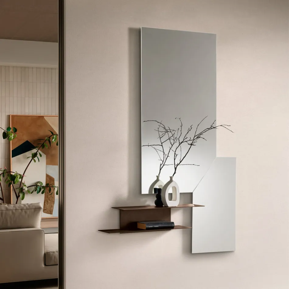 Étagère murale à deux tablettes métalliques en trois couleurs - Rual Viadurini