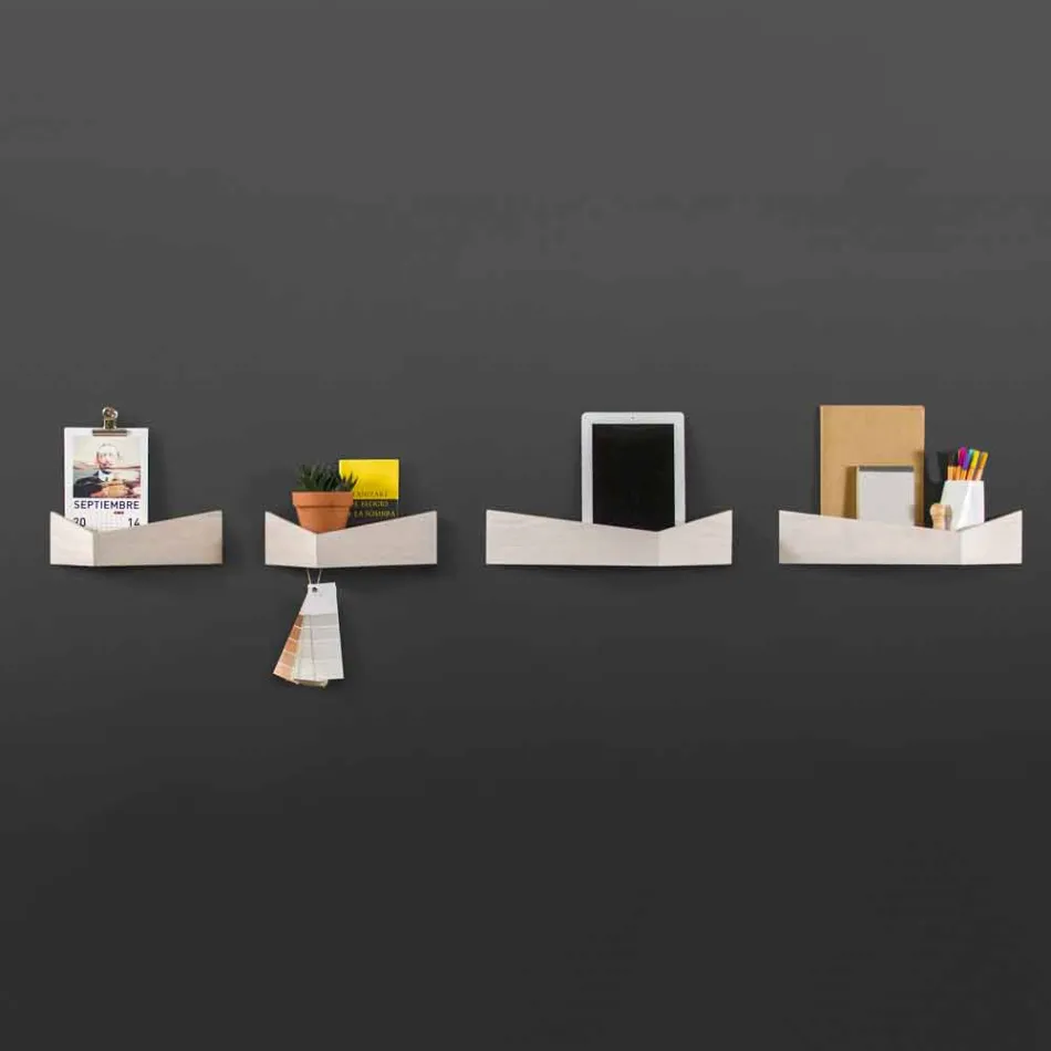 Étagère murale design en contreplaqué et métal avec porte-manteau - Berema Viadurini