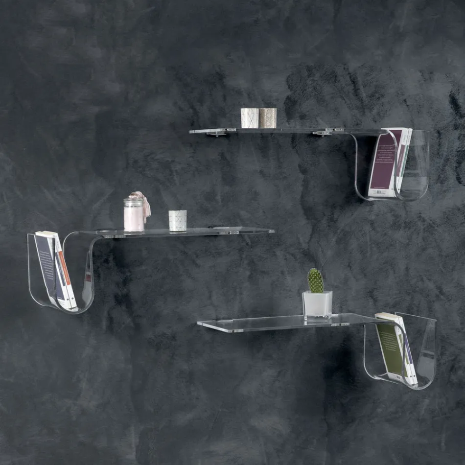 Etagère Design en Cristal Acrylique Transparent Fabriqué en Italie - Teride Viadurini