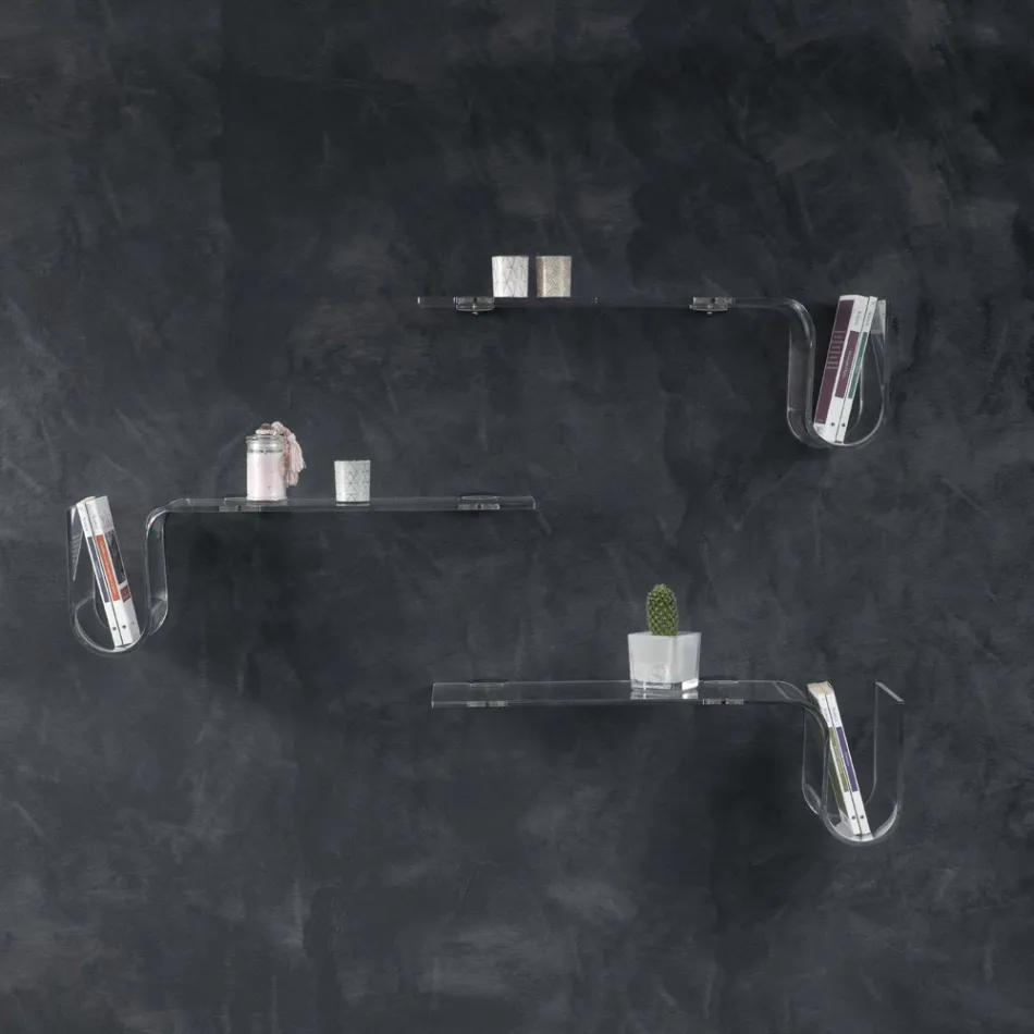 Etagère Design en Cristal Acrylique Transparent Fabriqué en Italie - Teride Viadurini