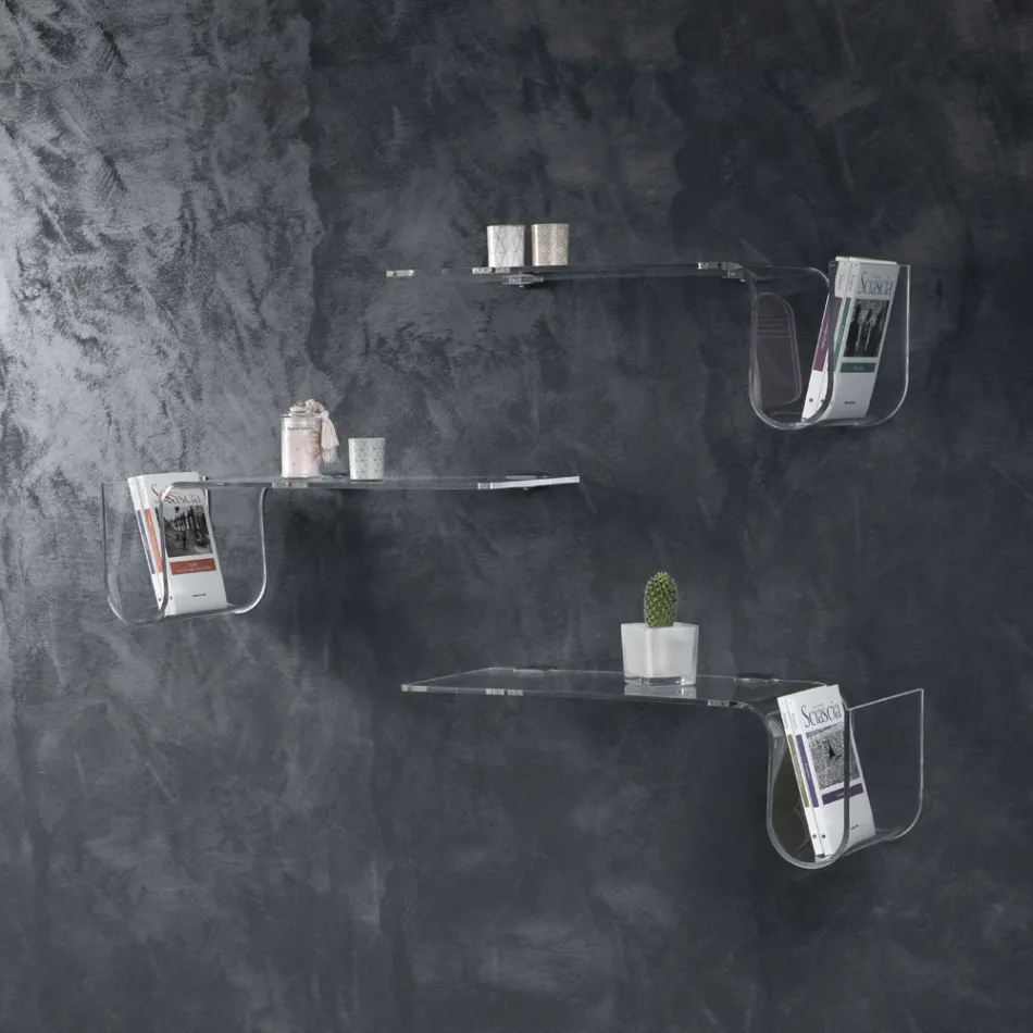 Etagère Design en Cristal Acrylique Transparent Fabriqué en Italie - Teride Viadurini