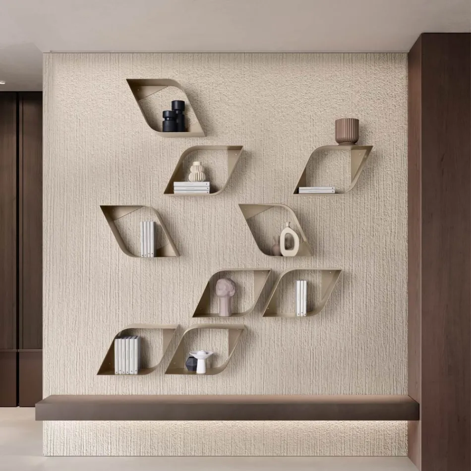 Étagère murale métallique Eteris avec espace de rangement intérieur, disponible en trois couleurs. Viadurini