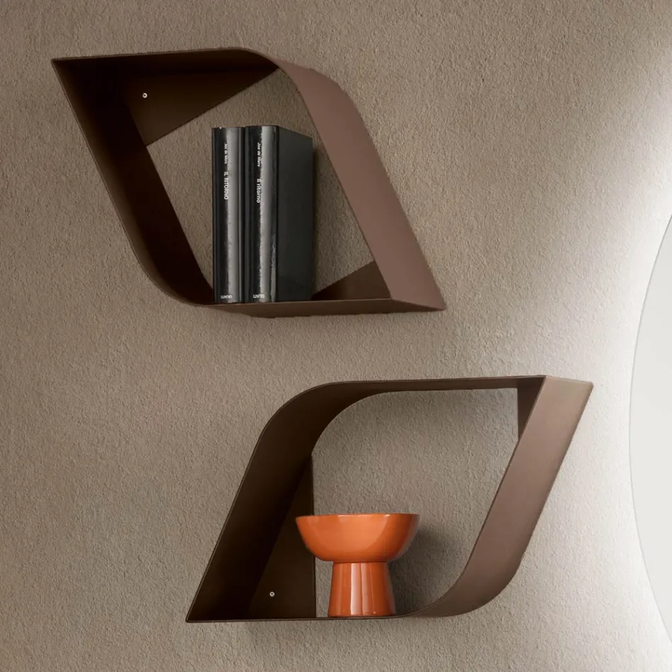 Étagère murale métallique Eteris avec espace de rangement intérieur, disponible en trois couleurs. Viadurini