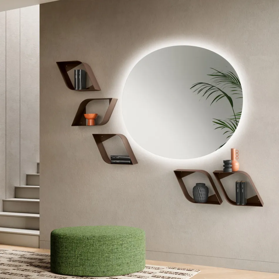 Étagère murale métallique Eteris avec espace de rangement intérieur, disponible en trois couleurs. Viadurini