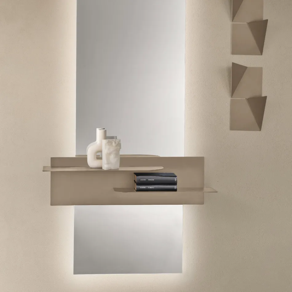 Étagère métallique au design moderne avec deux tablettes horizontales - Miro Viadurini