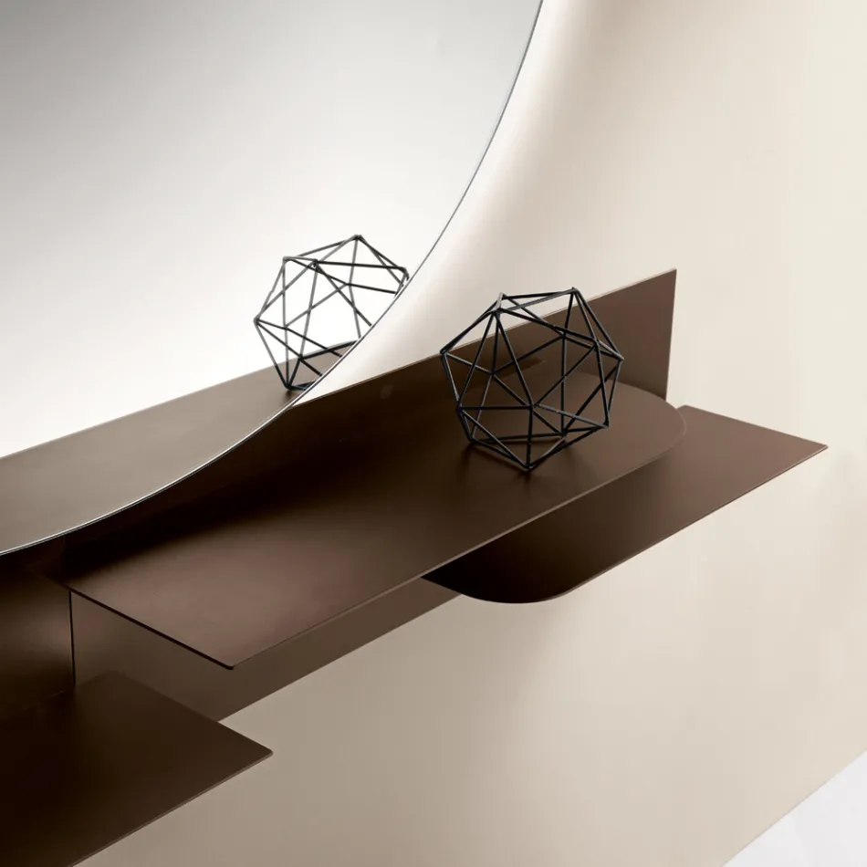 Étagère métallique au design moderne avec deux tablettes horizontales - Miro Viadurini