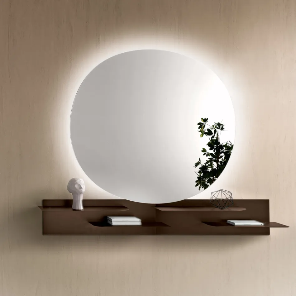 Étagère métallique au design moderne avec deux tablettes horizontales - Miro Viadurini