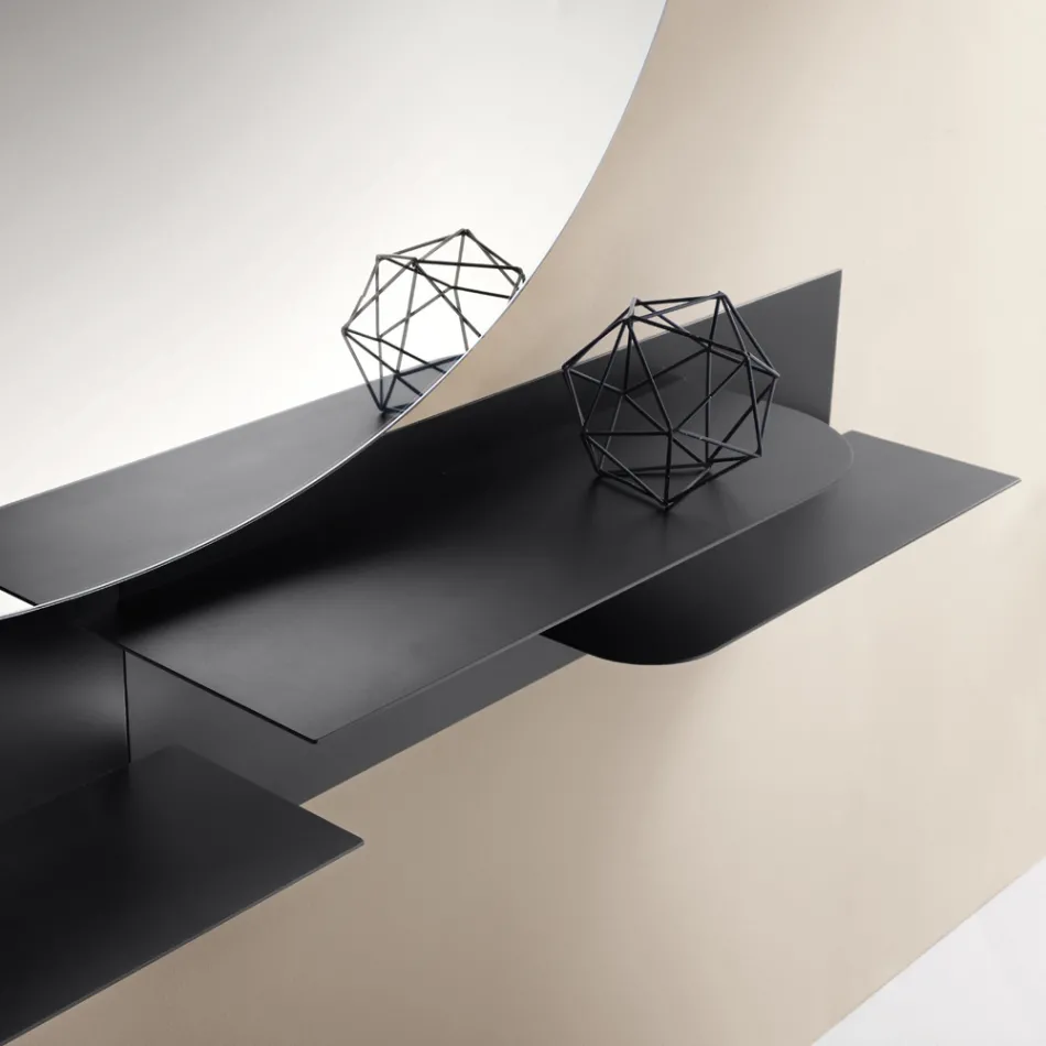 Étagère métallique au design moderne avec deux tablettes horizontales - Miro Viadurini