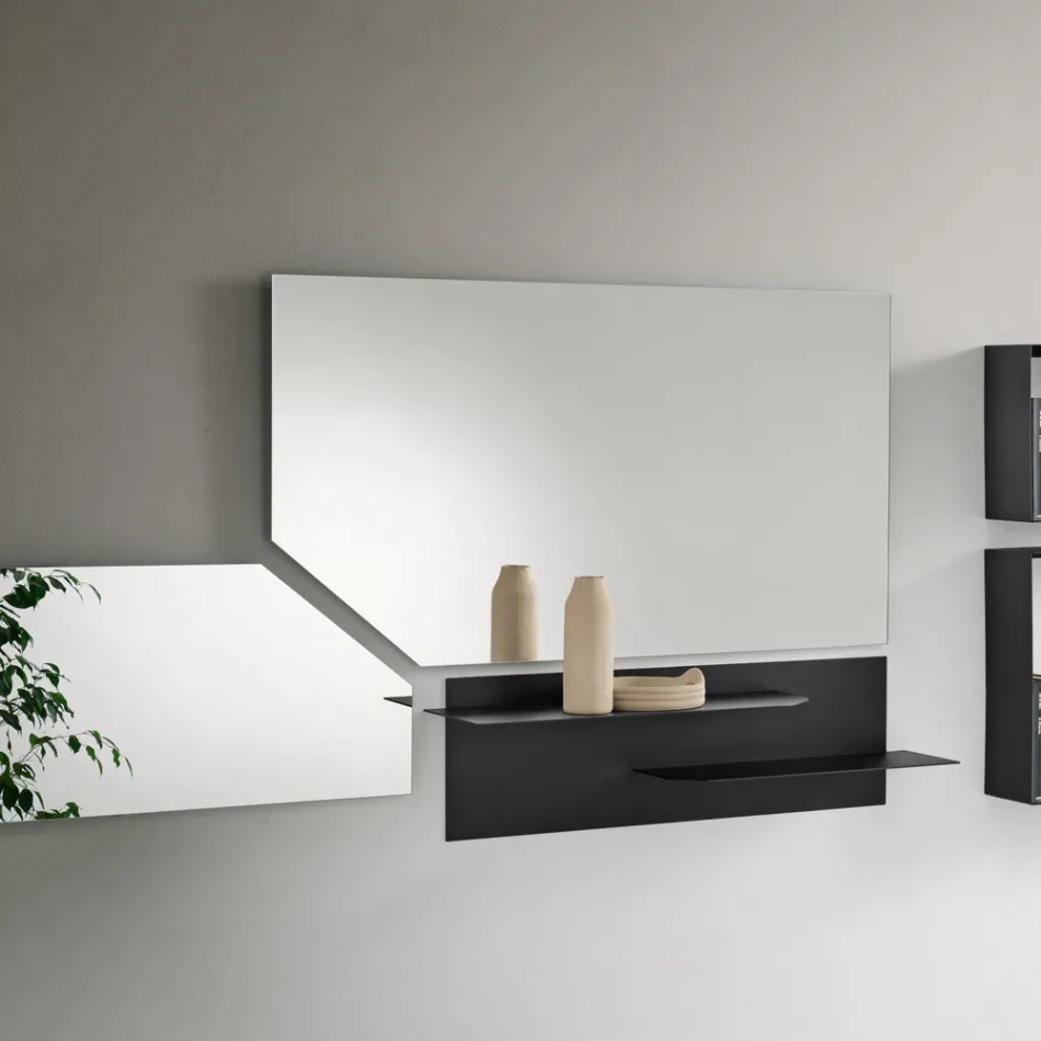 Étagère métallique au design moderne avec deux tablettes horizontales - Miro Viadurini