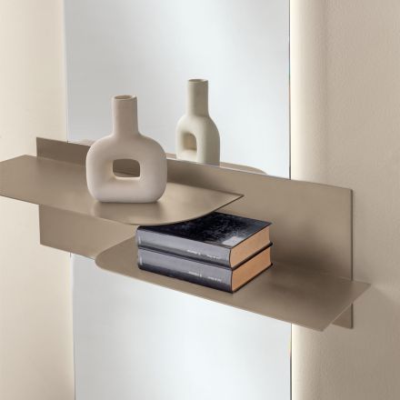Étagère métallique au design moderne avec deux tablettes horizontales - Miro Viadurini