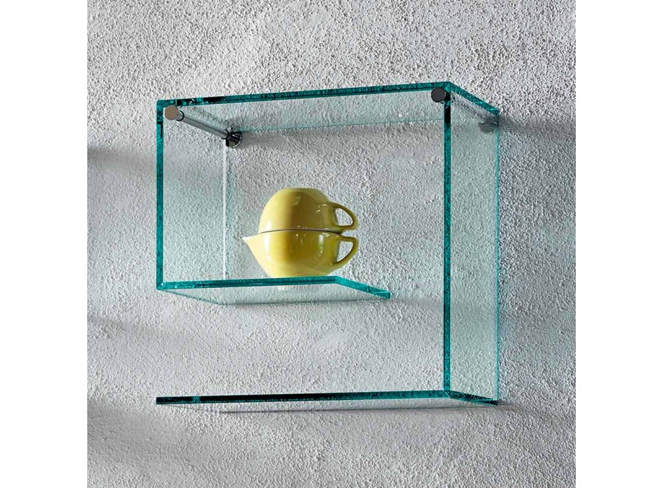 Étagères murales en verre transparent Design élégant polyvalent 2 pièces - Rouleau Viadurini