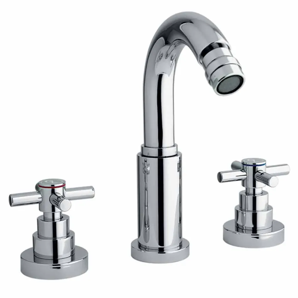 Mélangeur classique 3 trous en laiton chromé fabriqué en Italie - Zumbo Viadurini