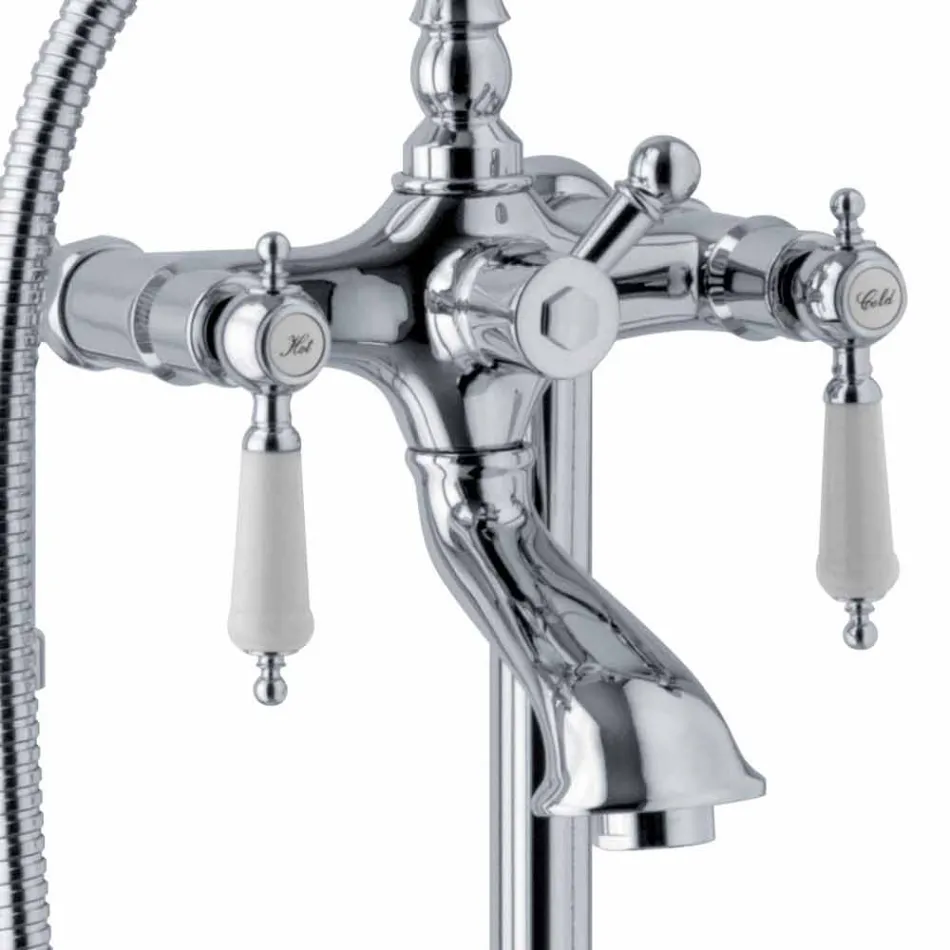 Mitigeur de colonne pour baignoire avec douche en laiton Made in Italy - Shelly Viadurini