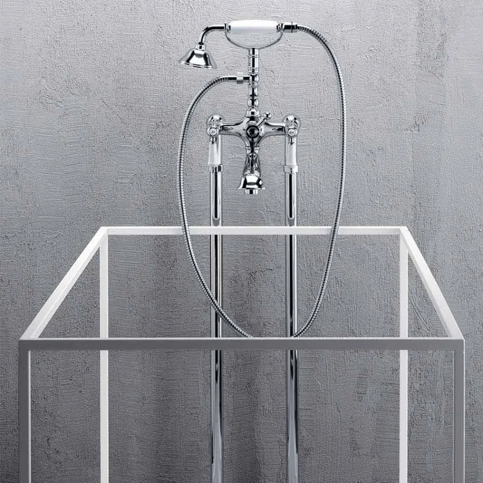 Mitigeur de colonne pour baignoire avec douche en laiton Made in Italy - Shelly Viadurini