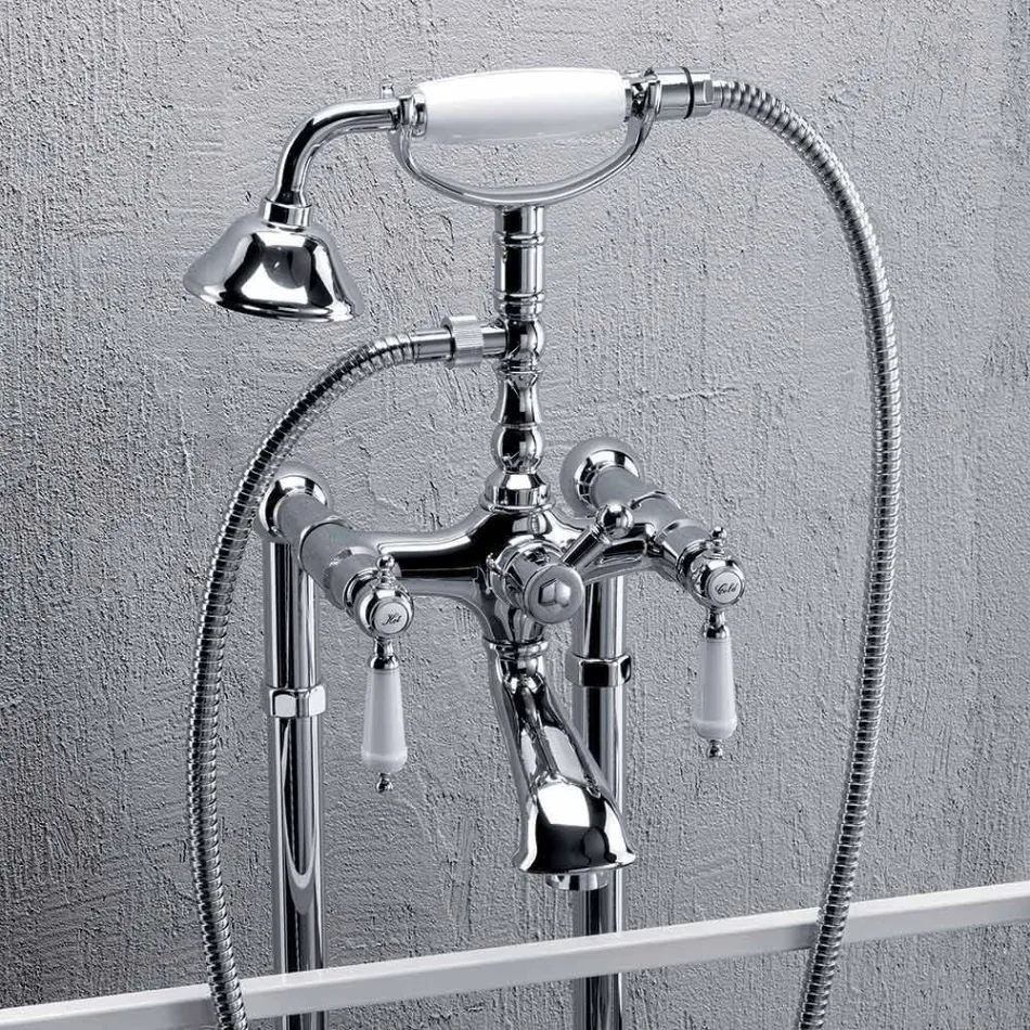 Mitigeur de colonne pour baignoire avec douche en laiton Made in Italy - Shelly Viadurini